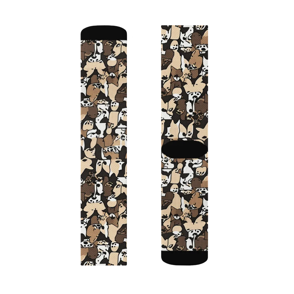 Puppy Pastiche on Socks — Left Sock