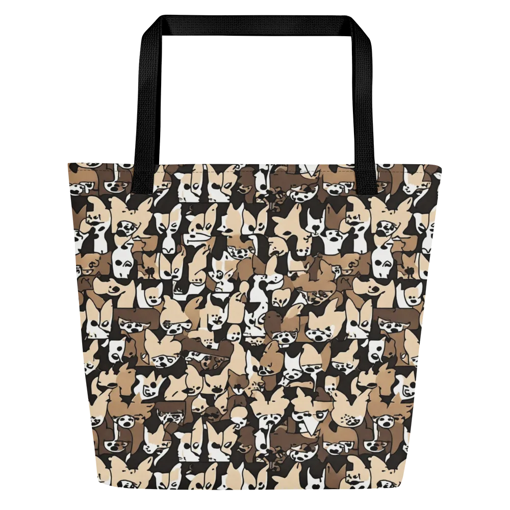 Puppy Pastiche on Large Tote Bag W/ Pocket — Front