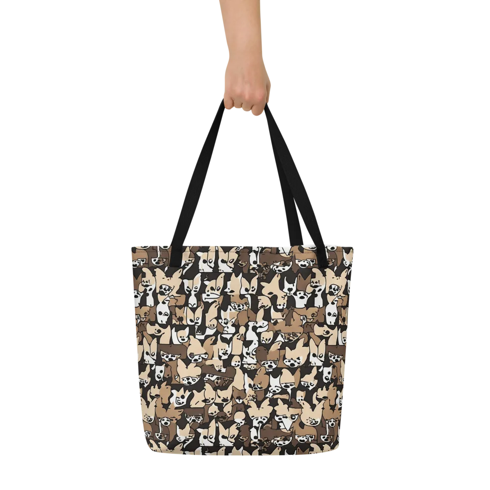 Puppy Pastiche on Large Tote Bag W/ Pocket — Front
