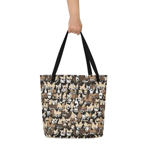 Puppy Pastiche on a Large Tote Bag W/ Pocket