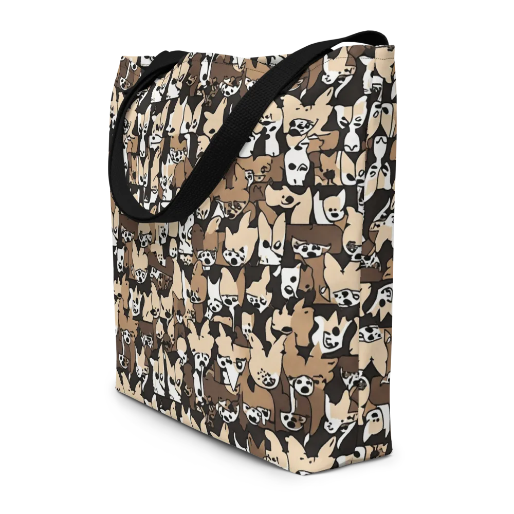 Puppy Pastiche on Large Tote Bag W/ Pocket — Front