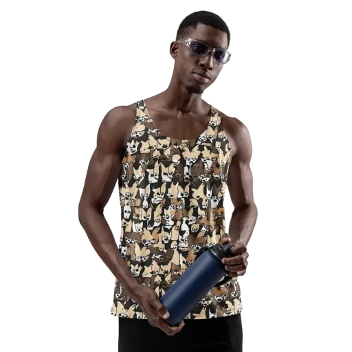 Puppy Pastiche on a Men's Tank Top