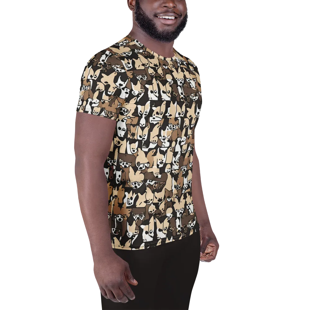 Puppy Pastiche on Men's Athletic T-Shirt — Right