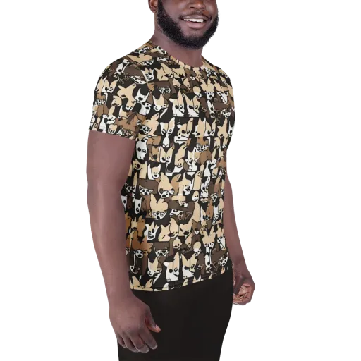 Puppy Pastiche on a Men's Athletic T-Shirt