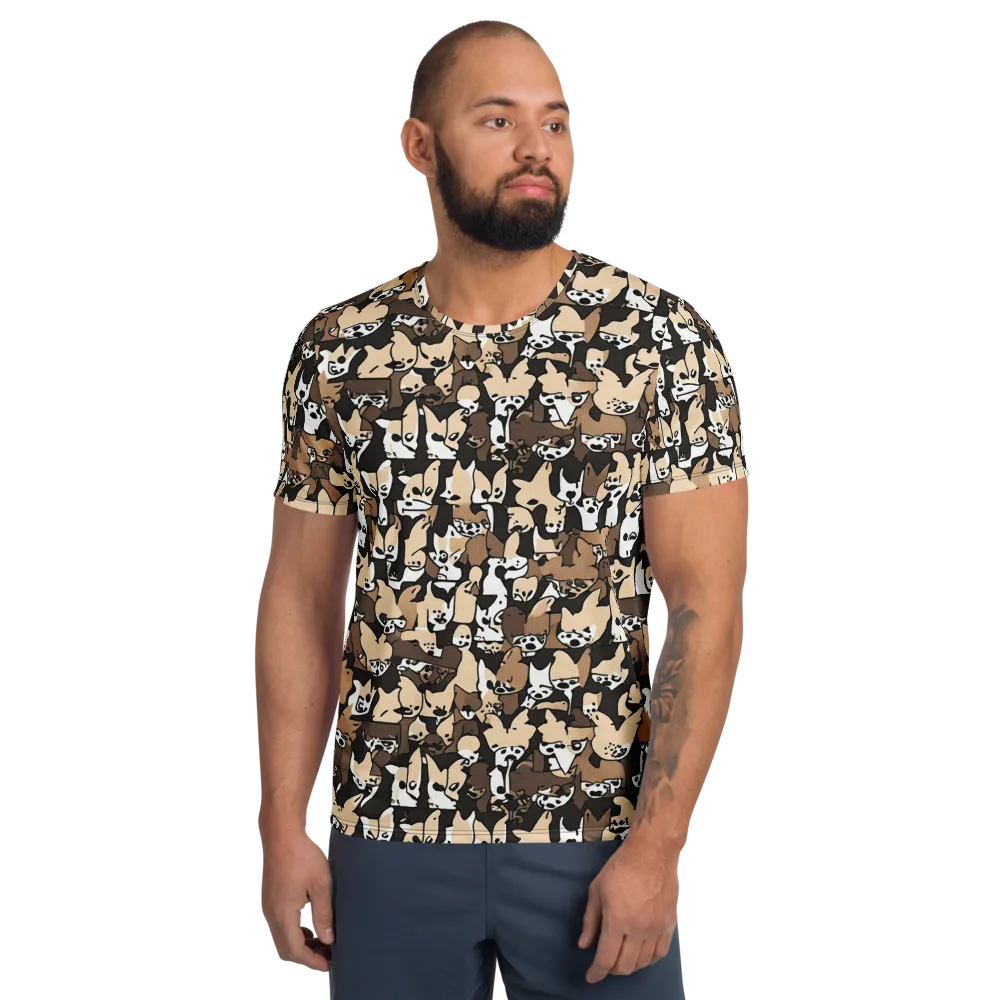 Puppy Pastiche on Men's Athletic T-Shirt — Front