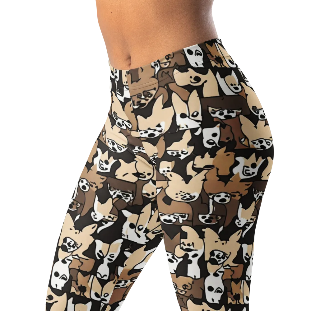 Puppy Pastiche on Leggings — Left Front