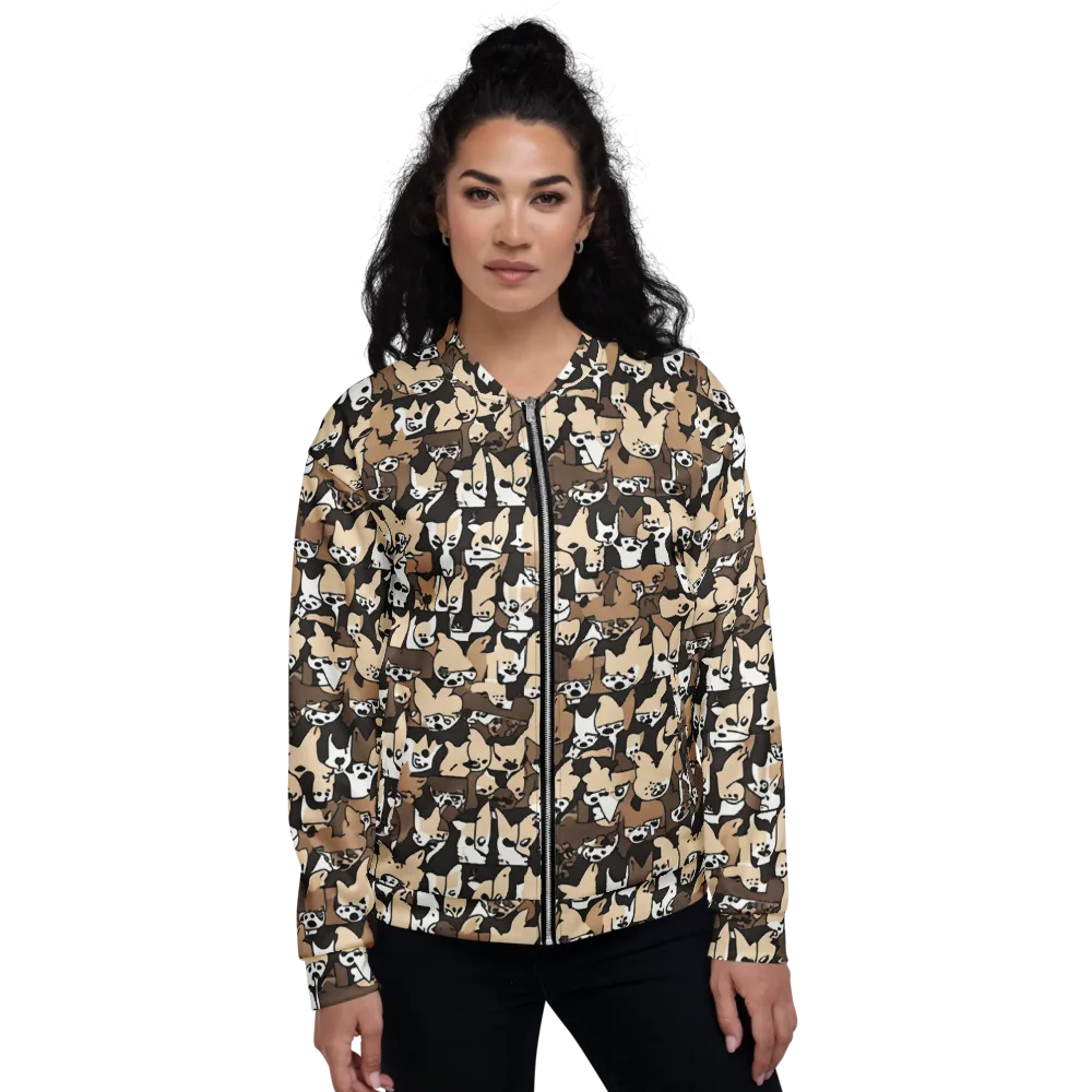 Puppy Pastiche on Bomber Jacket — Front