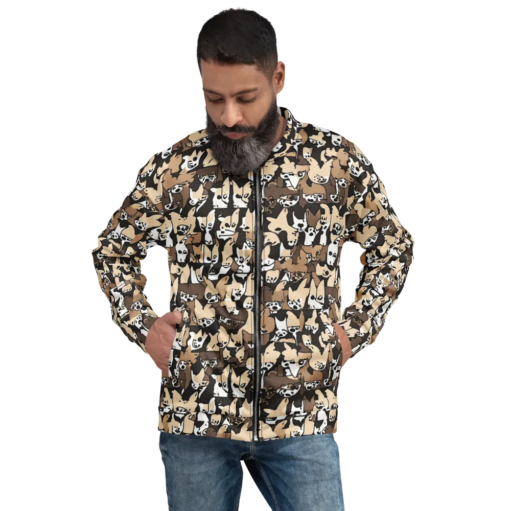 Puppy Pastiche on Bomber Jacket — Front