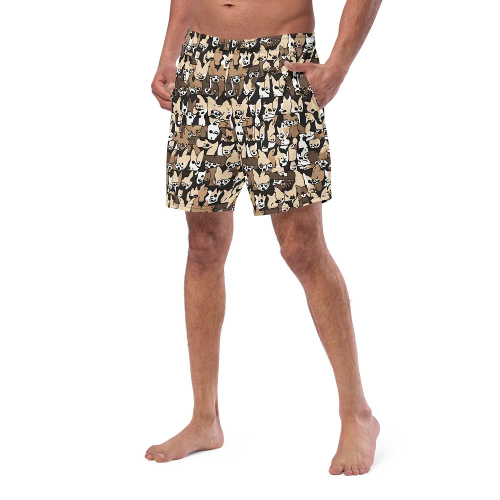 Puppy Pastiche on Swim Trunks — Left Front