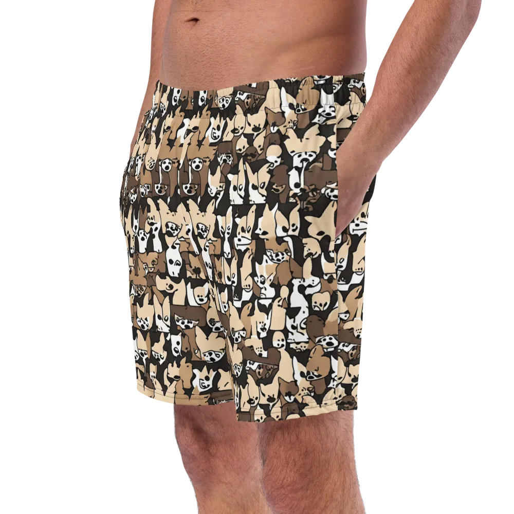 Puppy Pastiche on Swim Trunks — Left Front