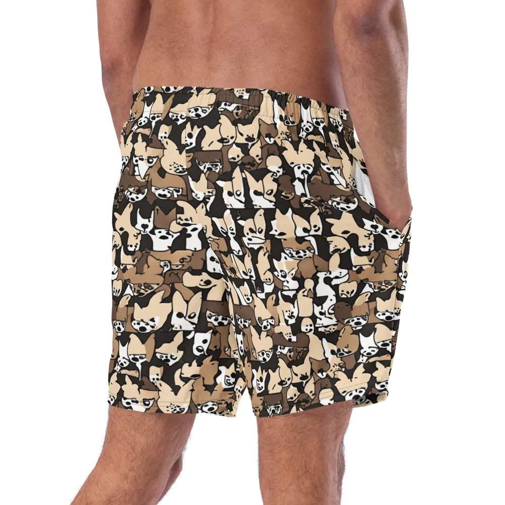 Puppy Pastiche on Swim Trunks — Right Back