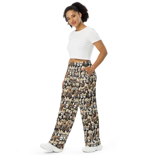 Puppy Pastiche on a Wide-Leg Pants