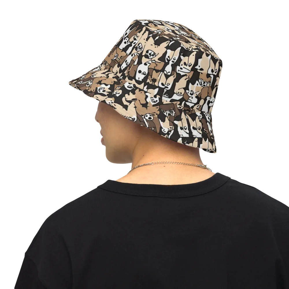 Puppy Pastiche on Reversible Bucket Hat — Back Inside
