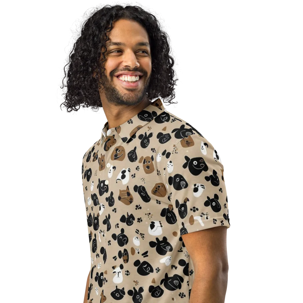 Pawprint Parade on Men's Slim Fit Polo Shirt — Left Front