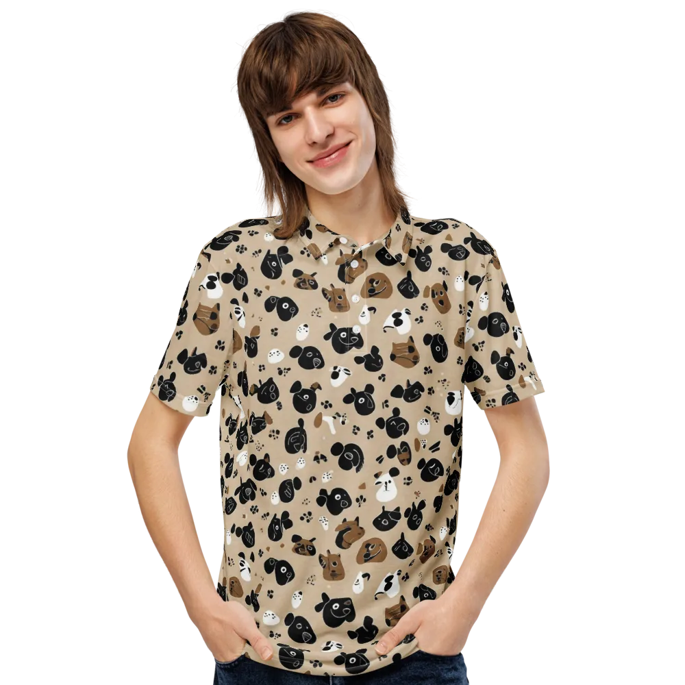 Pawprint Parade on Men's Slim Fit Polo Shirt — Front