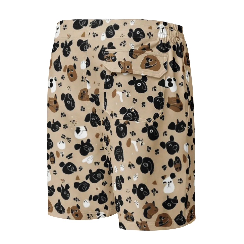Pawprint Parade on Men's Board Shorts — Back