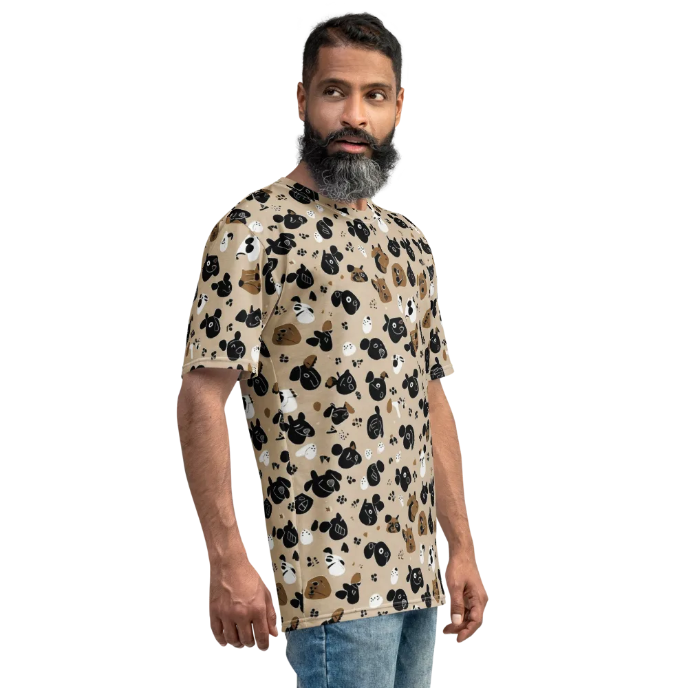 Pawprint Parade on Men's Crew Neck T-Shirt — Right