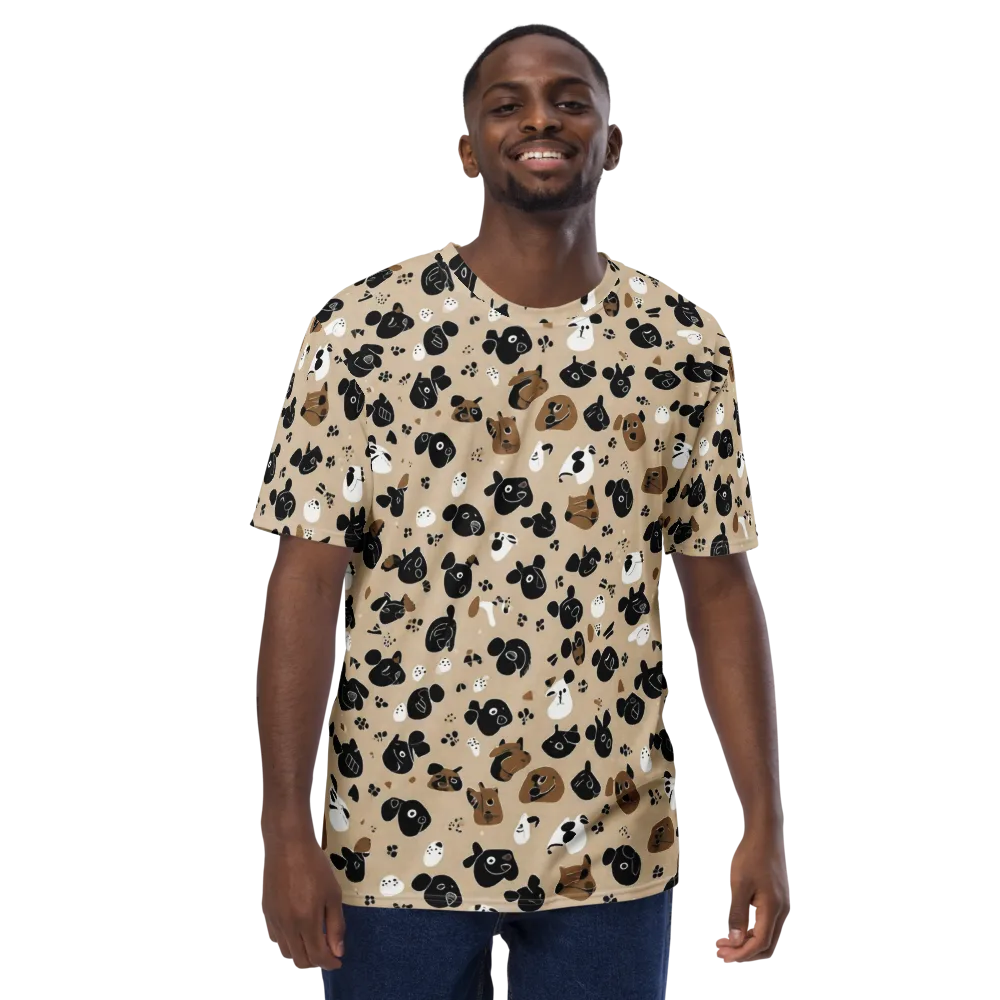 Pawprint Parade on Men's Crew Neck T-Shirt — Front