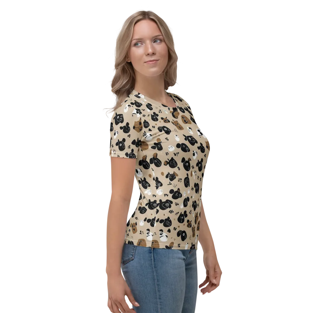 Pawprint Parade on Women's Crew Neck T-Shirt — Right