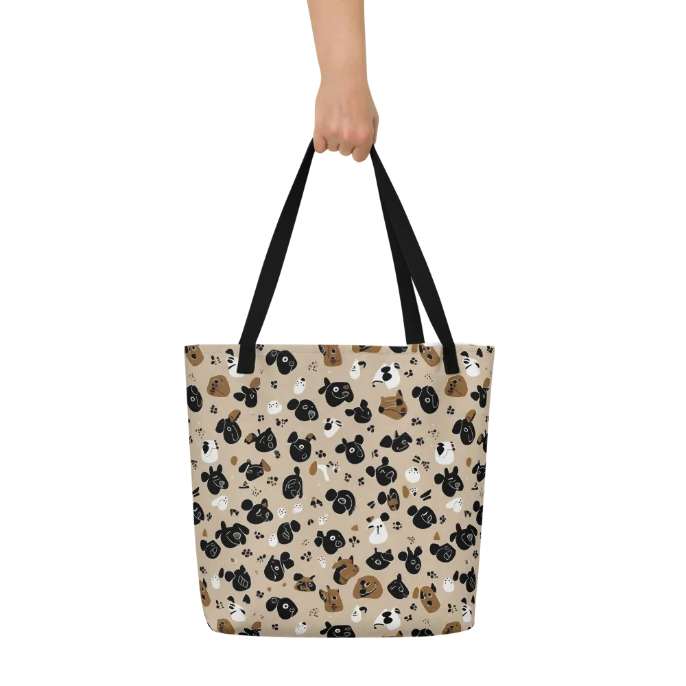 Pawprint Parade on Large Tote Bag W/ Pocket — Front