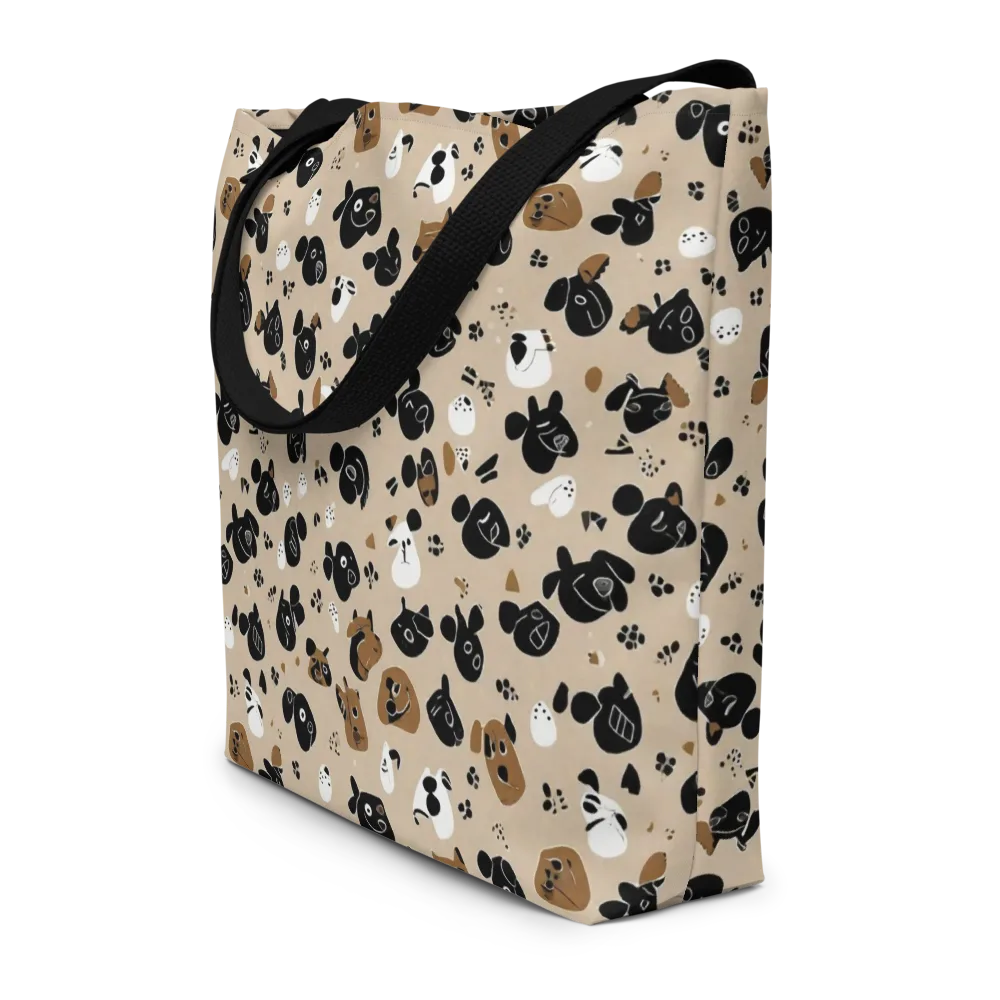 Pawprint Parade on Large Tote Bag W/ Pocket — Front