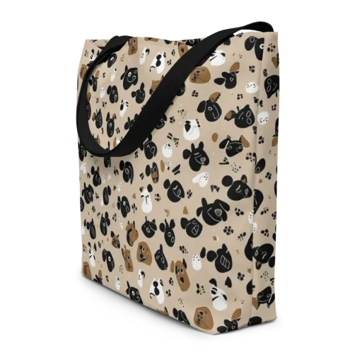 Pawprint Parade on a Large Tote Bag W/ Pocket
