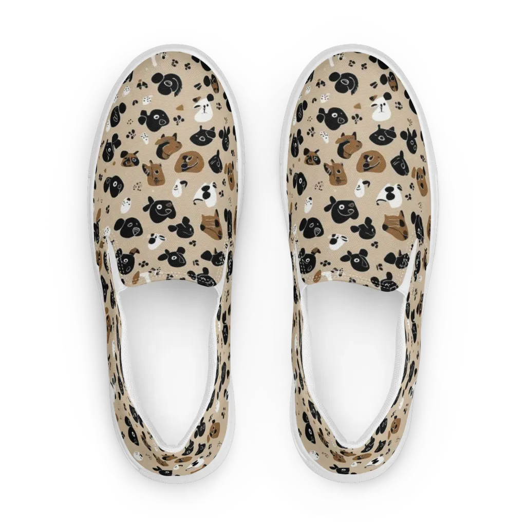 Pawprint Parade on Women's Slip-On Canvas Shoes — Front