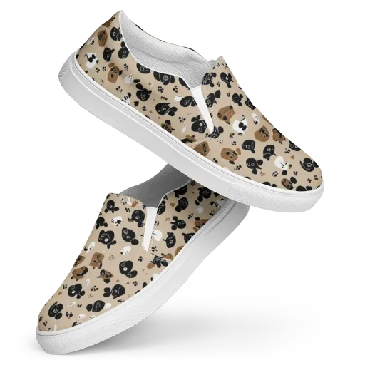 Pawprint Parade on a Women's Slip-On Canvas Shoes