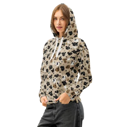 Pawprint Parade on a Cotton Hoodie