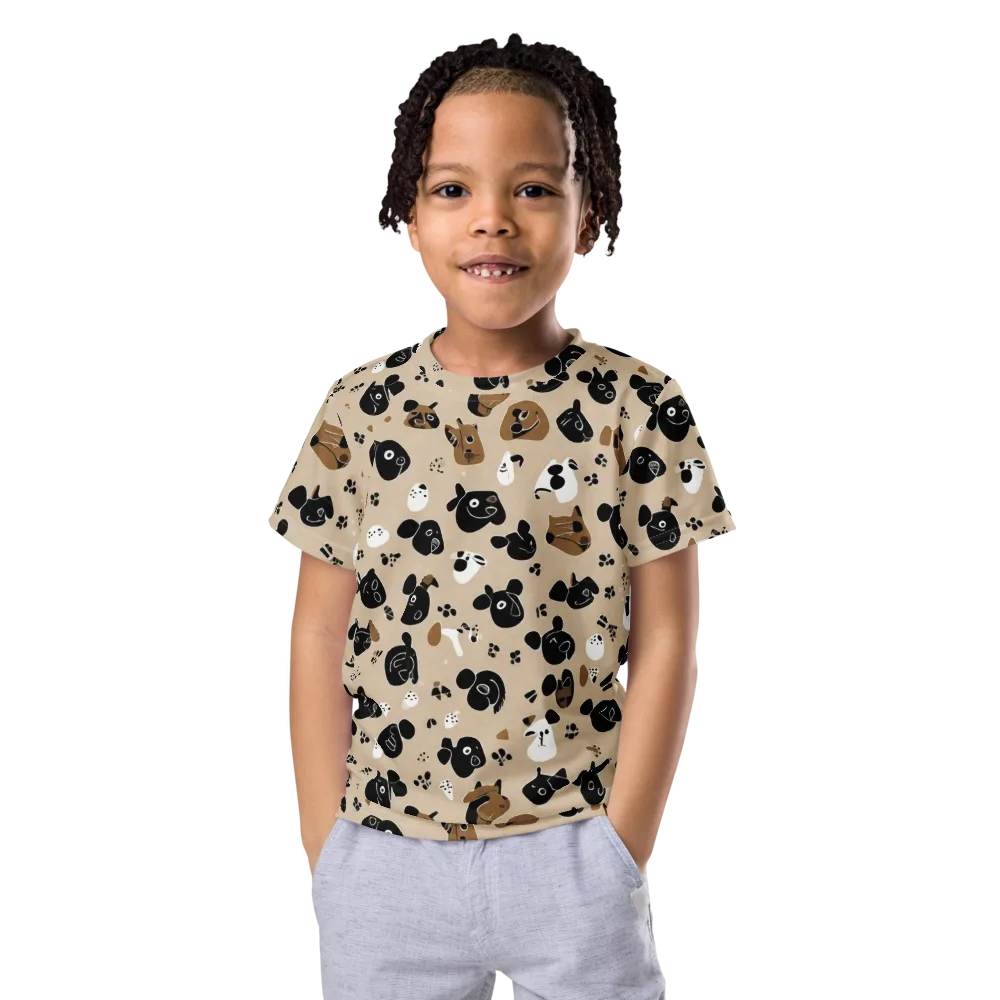 Pawprint Parade on Kids Crew Neck T-Shirt — Front