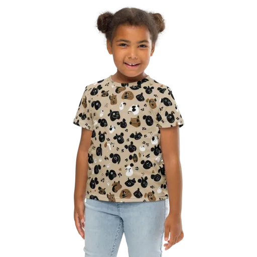 Pawprint Parade on a Kids Crew Neck T-Shirt