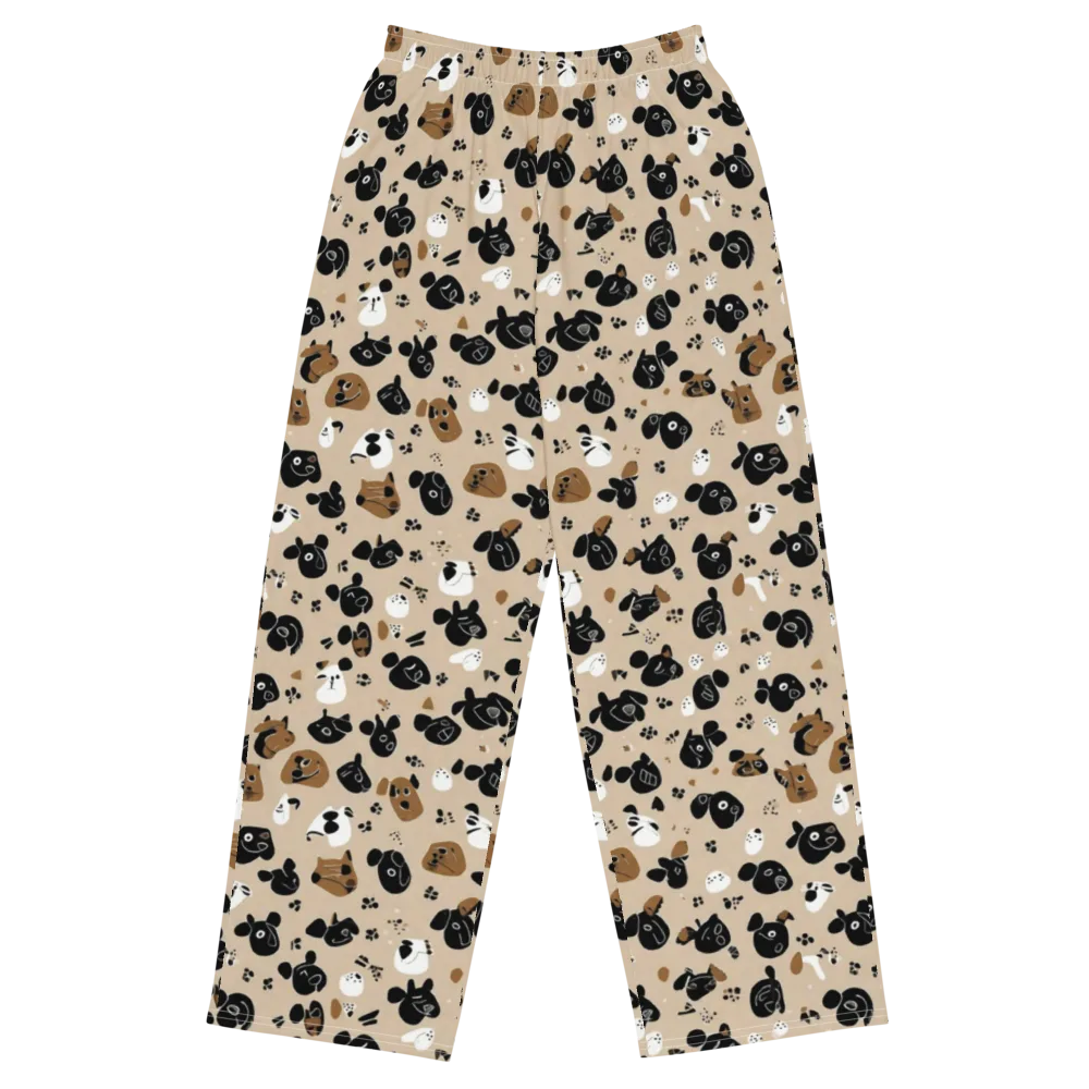 Pawprint Parade on Wide-Leg Pants — Front
