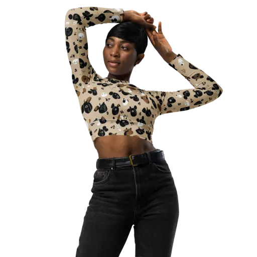 Pawprint Parade on a Long Sleeve Crop Top