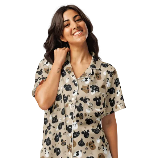 Pawprint Parade on a Women's Short Sleeve Pajama Top