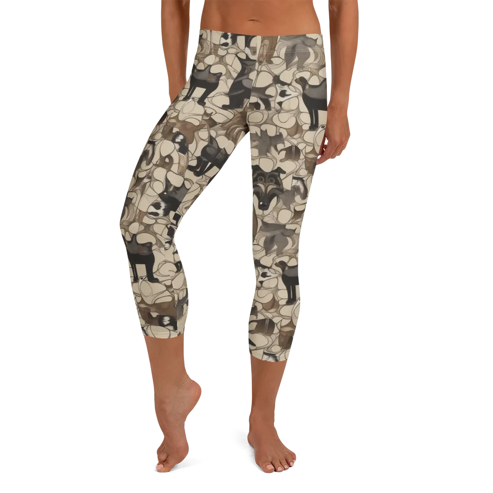 Menagerie Nocturne on Capri Leggings — Front