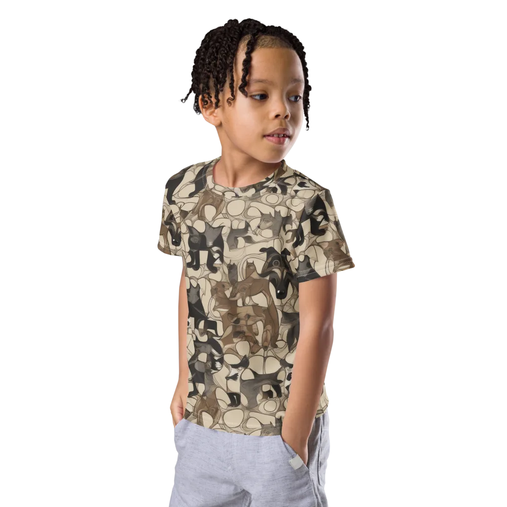 Menagerie Nocturne on Kids Crew Neck T-Shirt — Left Front