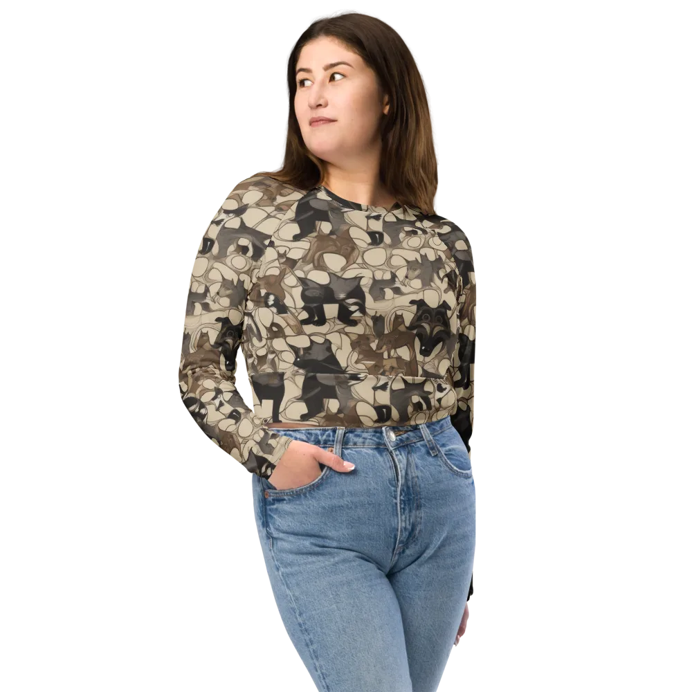 Menagerie Nocturne on Long Sleeve Crop Top — Front