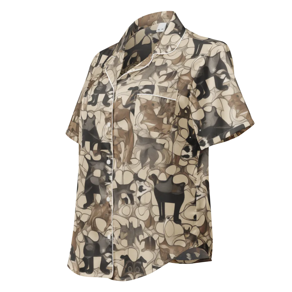 Menagerie Nocturne on Women's Short Sleeve Pajama Top — Left Front
