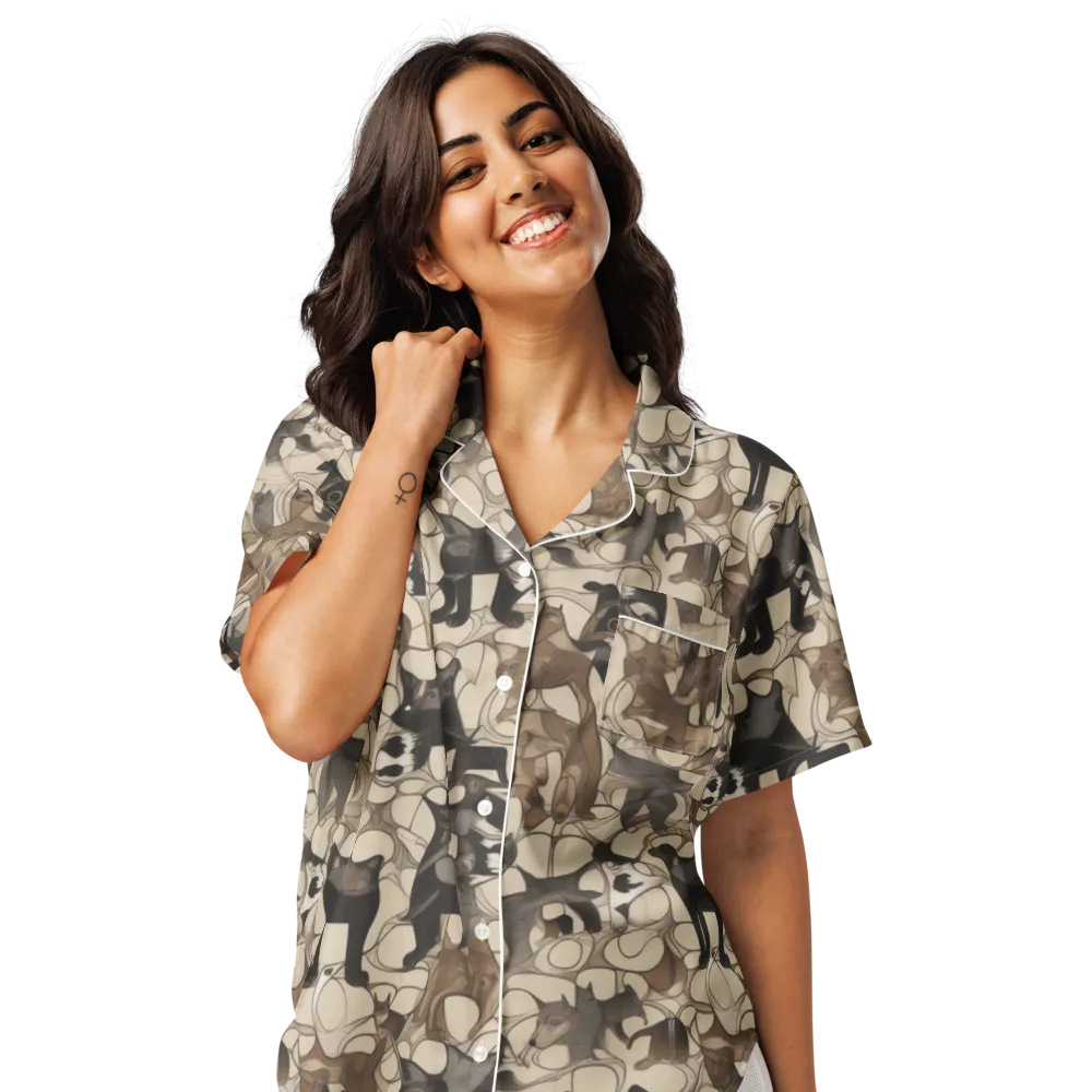Menagerie Nocturne on Women's Short Sleeve Pajama Top — Front