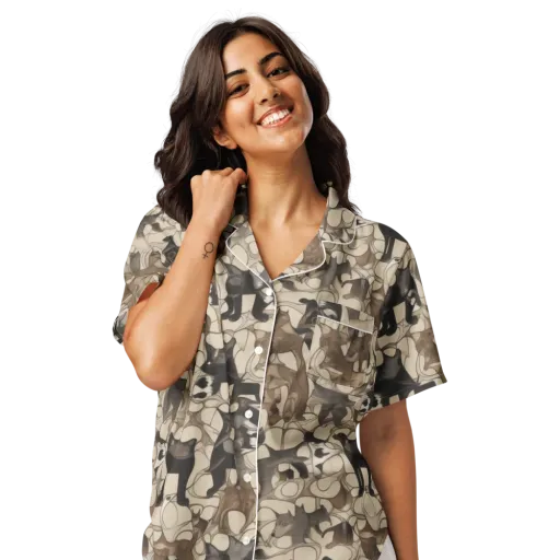 Menagerie Nocturne on a Women's Short Sleeve Pajama Top