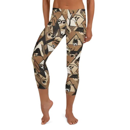 Sepia Menagerie on a Capri Leggings