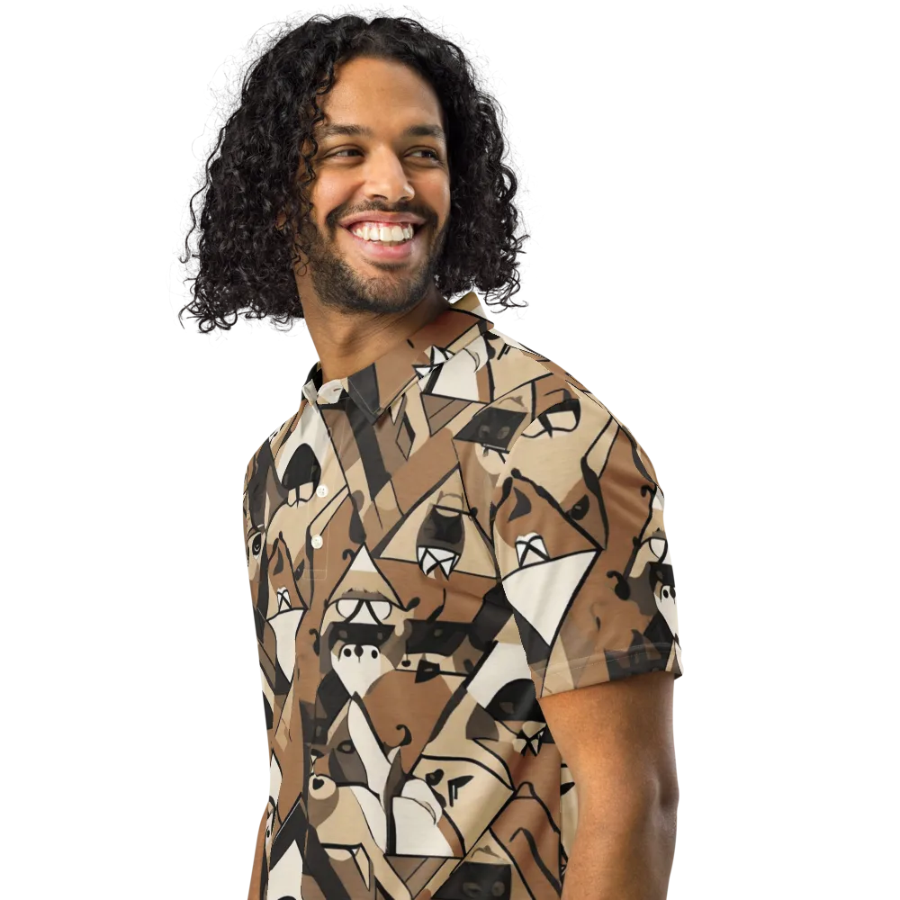 Sepia Menagerie on Men's Slim Fit Polo Shirt — Left Front