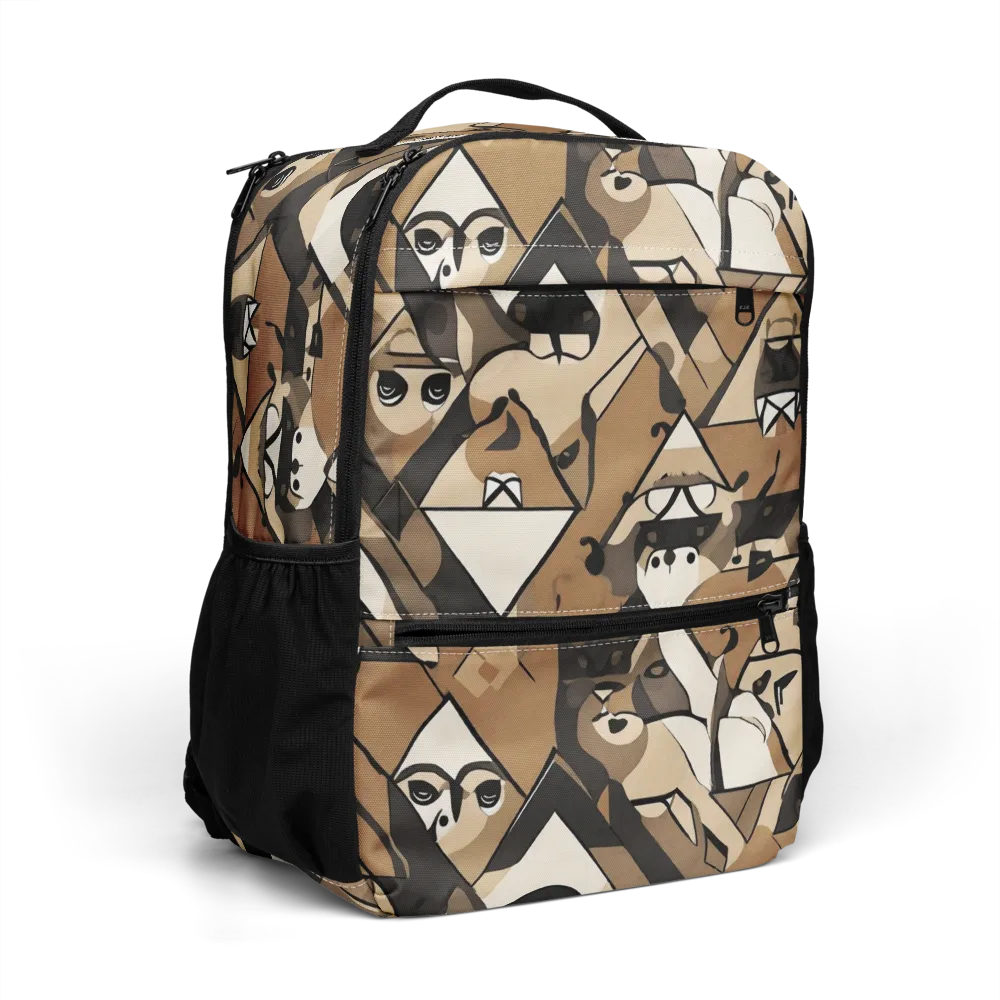 Sepia Menagerie on Utility Backpack — Right Front