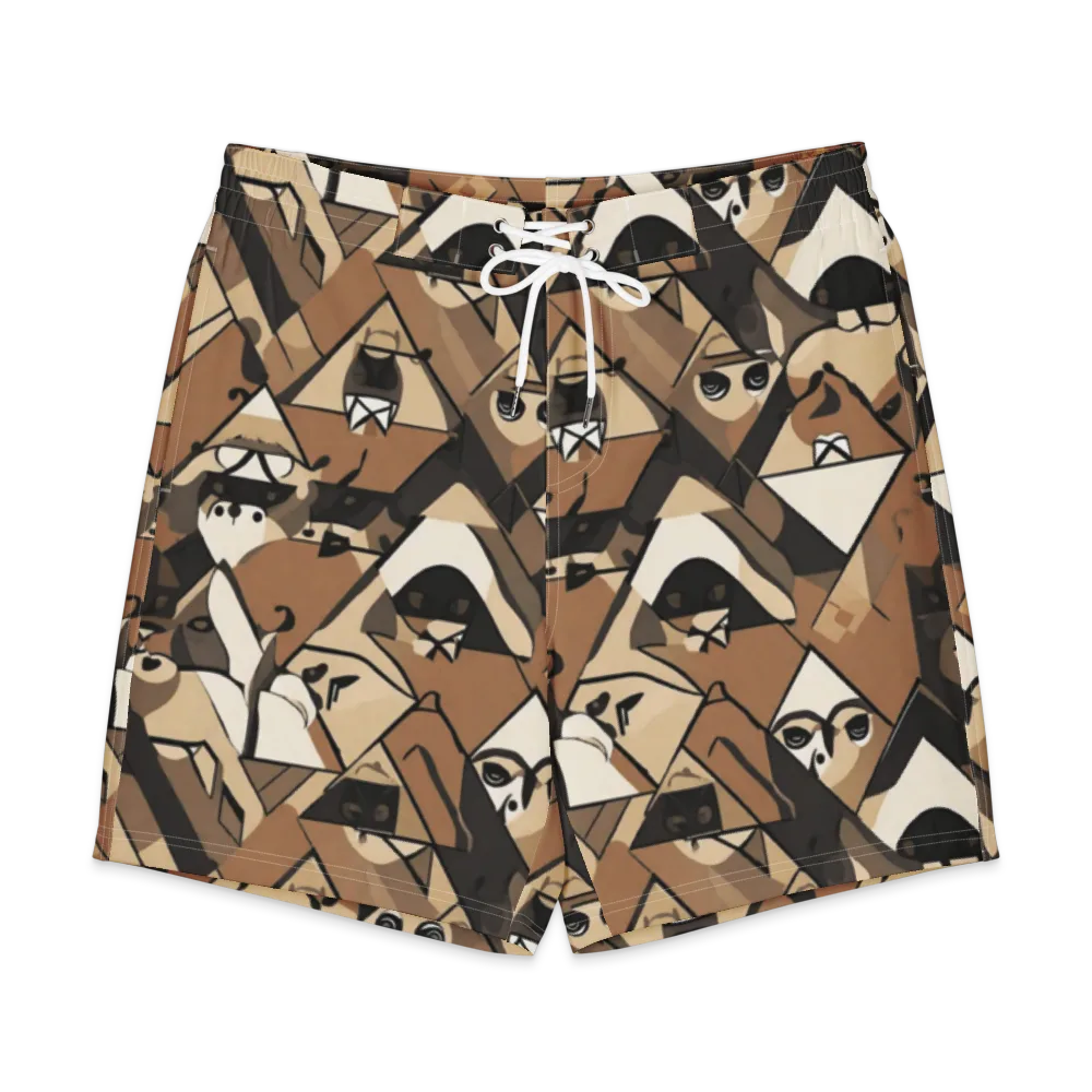 Sepia Menagerie on Men's Board Shorts — Front