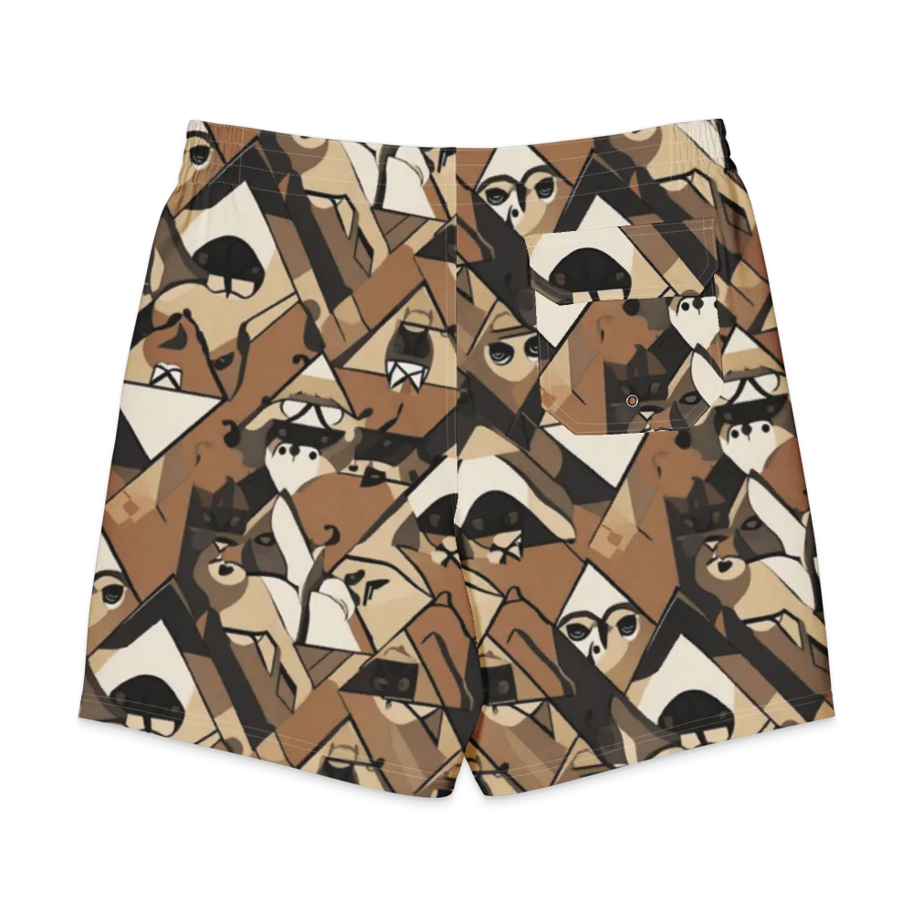 Sepia Menagerie on Men's Board Shorts — Back