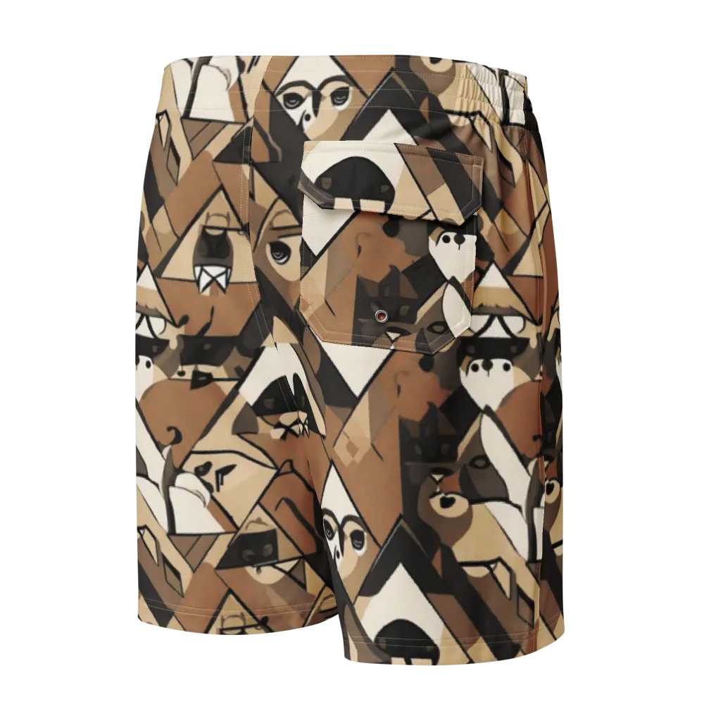 Sepia Menagerie on Men's Board Shorts — Back