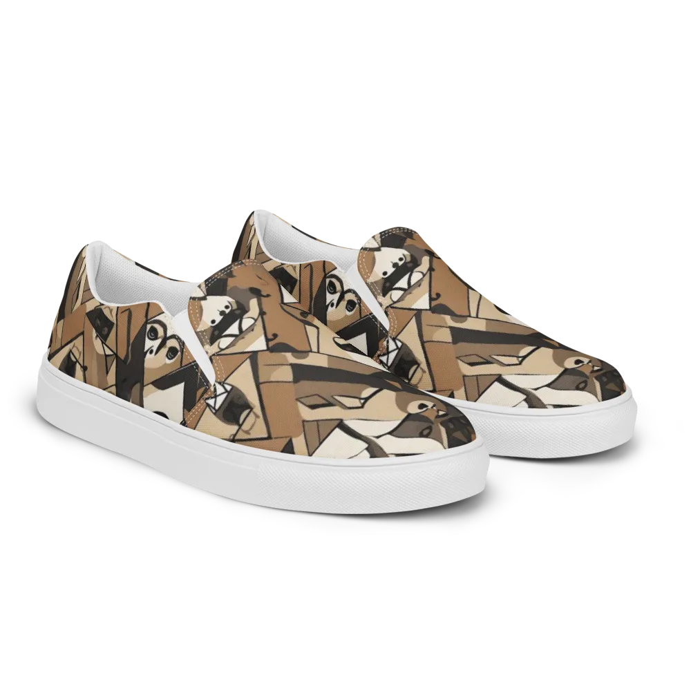 Sepia Menagerie on Men's Slip-On Canvas Shoes — Right Front