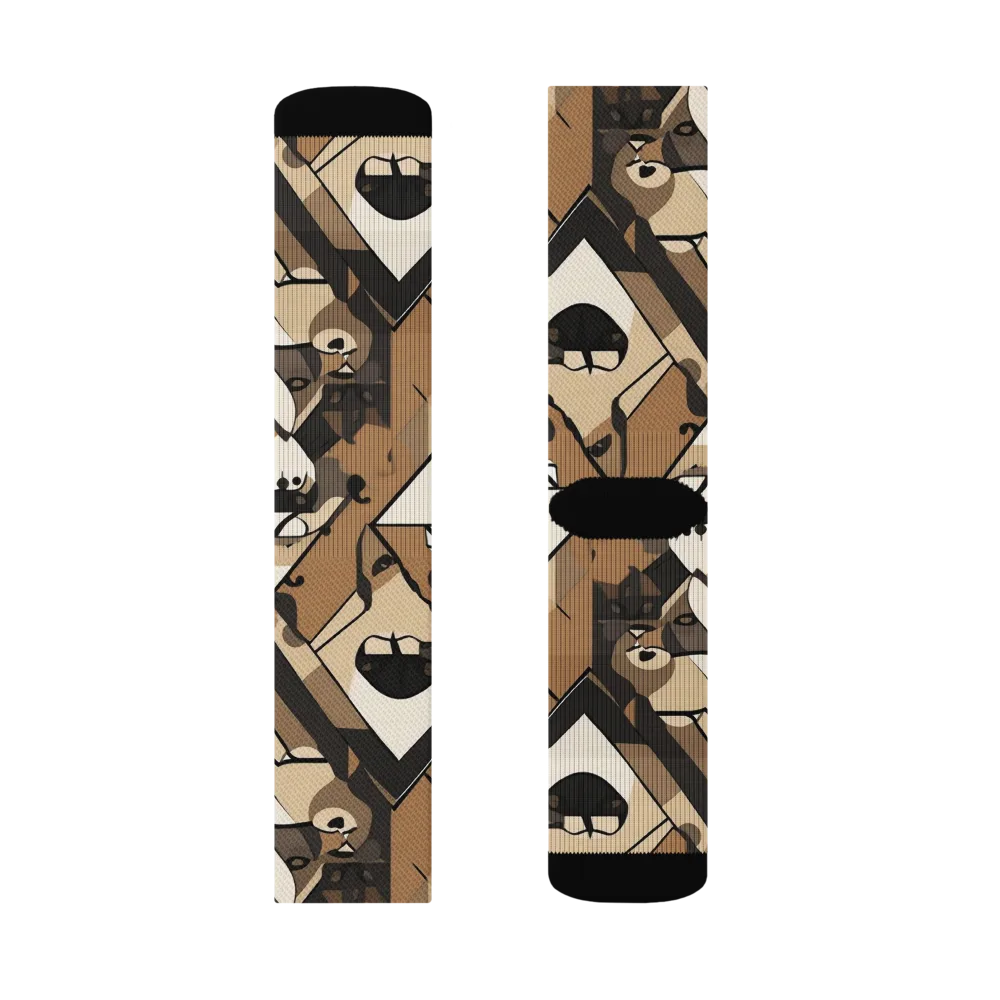 Sepia Menagerie on Socks — Left Sock