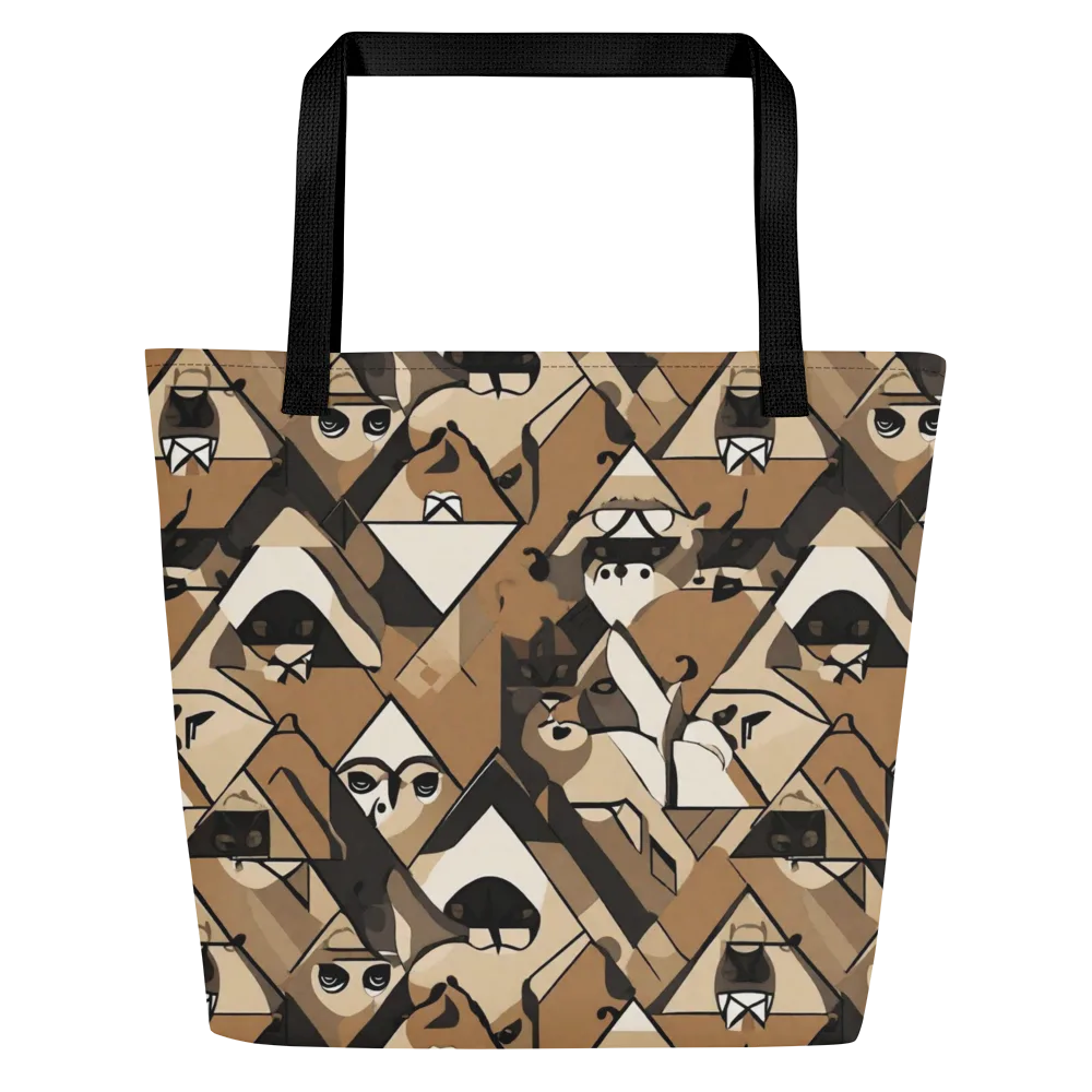 Sepia Menagerie on Large Tote Bag W/ Pocket — Front