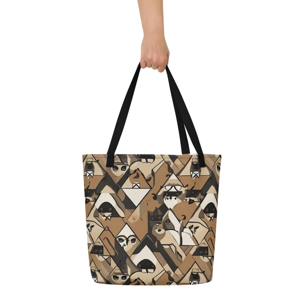 Sepia Menagerie on Large Tote Bag W/ Pocket — Front